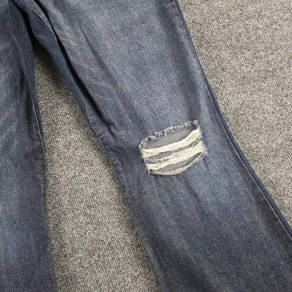 Rewash Vintage Reunion‎ Distressed Flare Jeans Dark Wash Blue Womens 13/31 Curvy